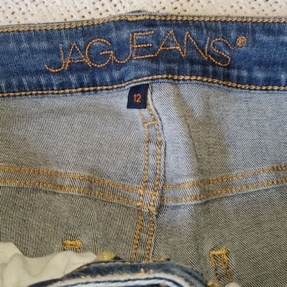 Jag Jeans Western Wear Embroidered Distressed Mid Rise Blue Sz 12 Jeans w Pocket - Picture 4 of 12